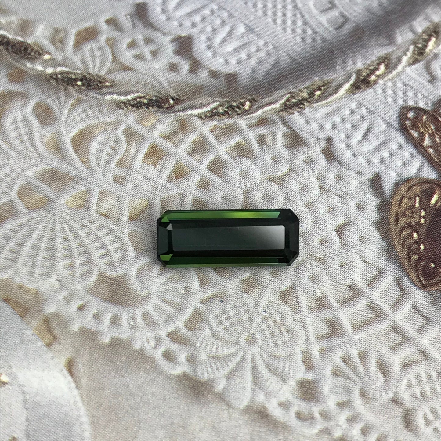 1.74 ct Natural Dark Green Tourmaline 11.5x4.5mm Long Octagon Cut Faceted Loose Unmounted Gem Gemstone Earth Mined Genuine