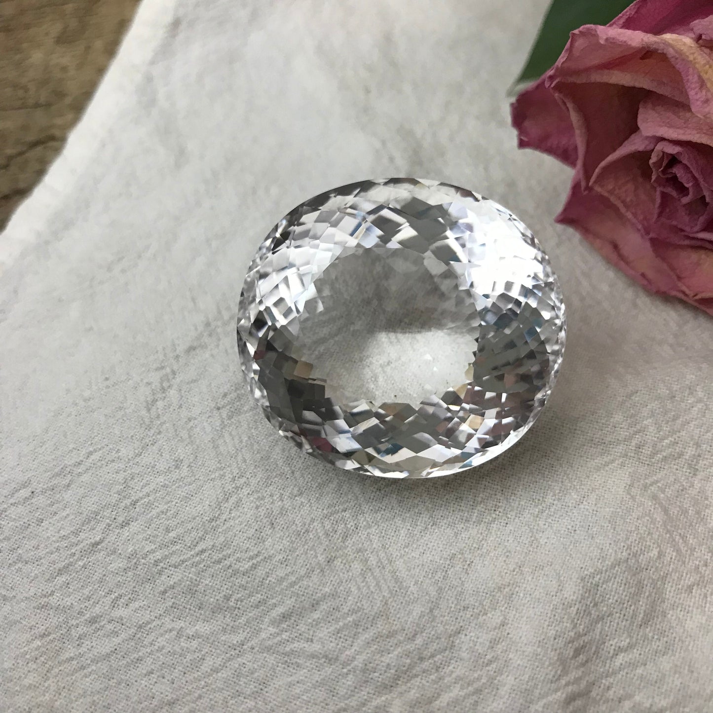 218 Carat Quartz 40x37mm Oval Cut Loose Gem, Large Colorless Gemstone, Big White Quartz