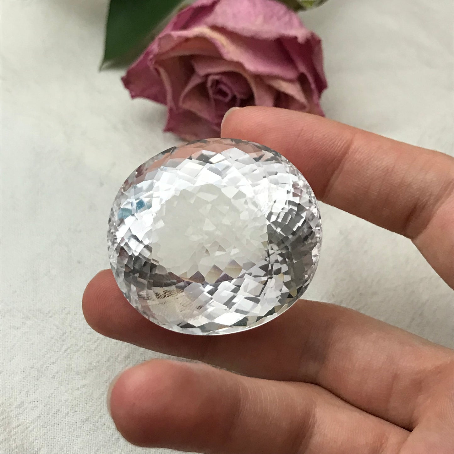 218 Carat Quartz 40x37mm Oval Cut Loose Gem, Large Colorless Gemstone, Big White Quartz