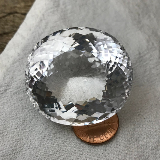 218 Carat Quartz 40x37mm Oval Cut Loose Gem, Large Colorless Gemstone, Big White Quartz