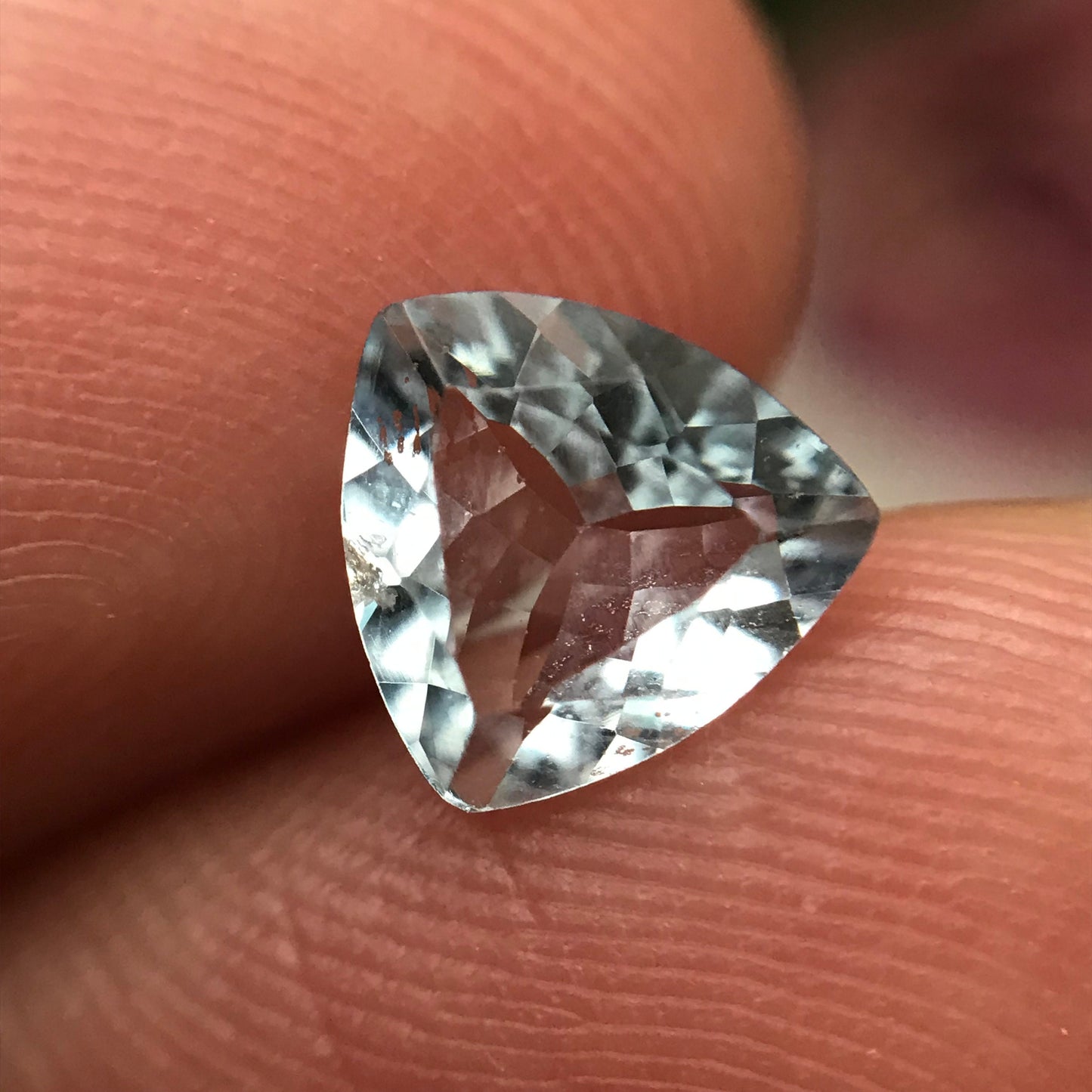 7mm Light Blue Aquamarine 0.87 Ct Trillion Cut Loose Beryl Faceted Loose Gem March Birthstone