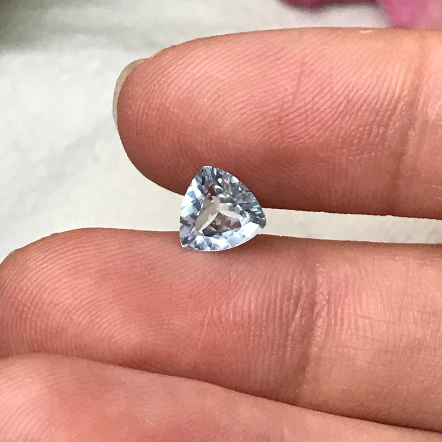 7mm Light Blue Aquamarine 0.87 Ct Trillion Cut Loose Beryl Faceted Loose Gem March Birthstone