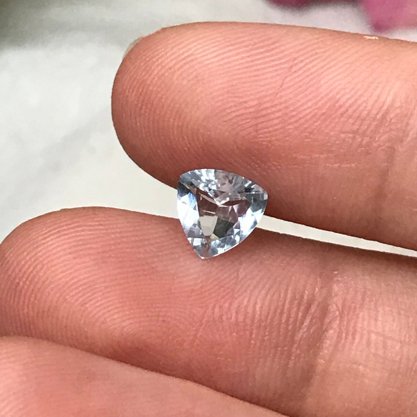 7mm Light Blue Aquamarine 0.87 Ct Trillion Cut Loose Beryl Faceted Loose Gem March Birthstone