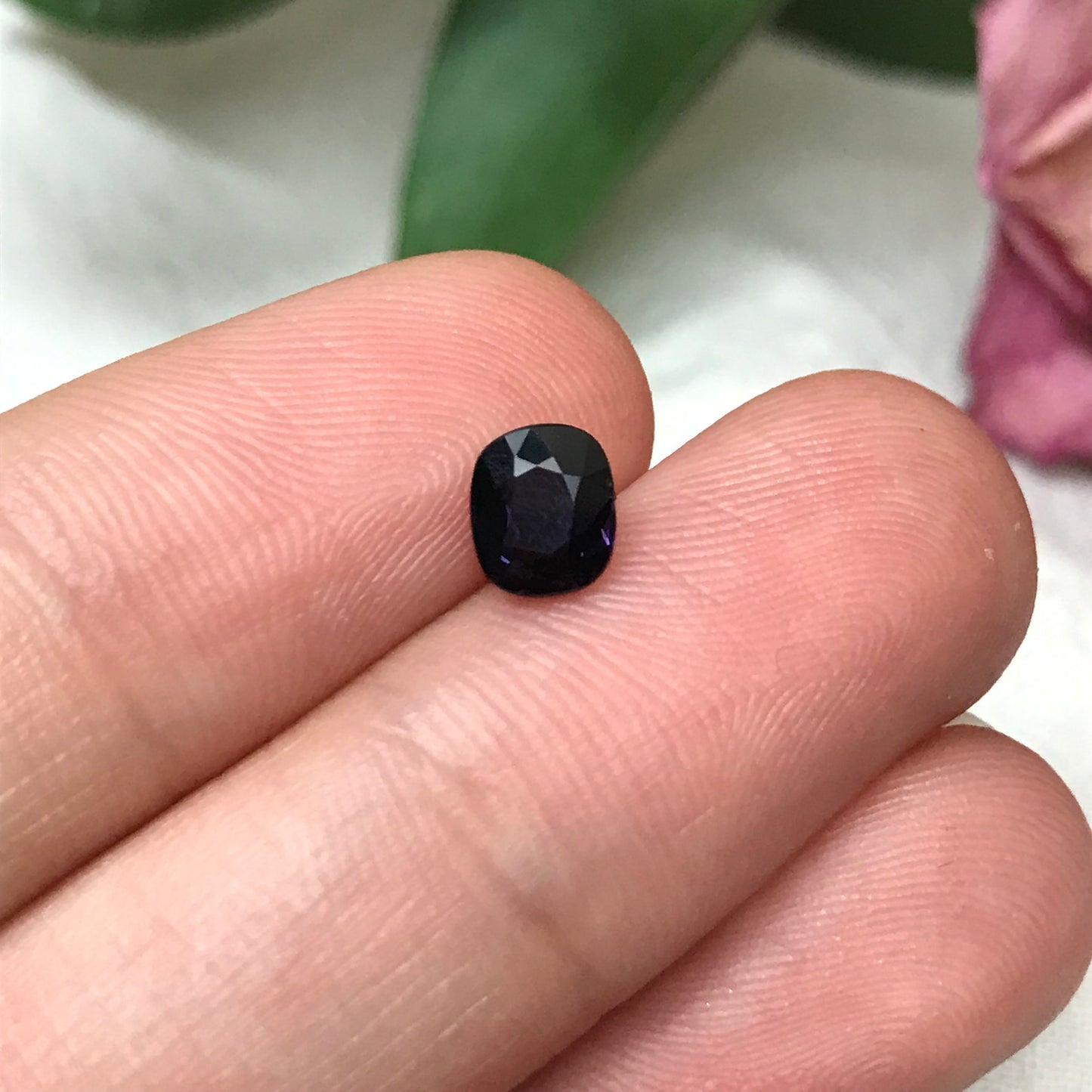 6x5mm Natural Purple Spinel 0.82 Cushion Cut, Faceted Loose Gemstone, Dark Purple Stone