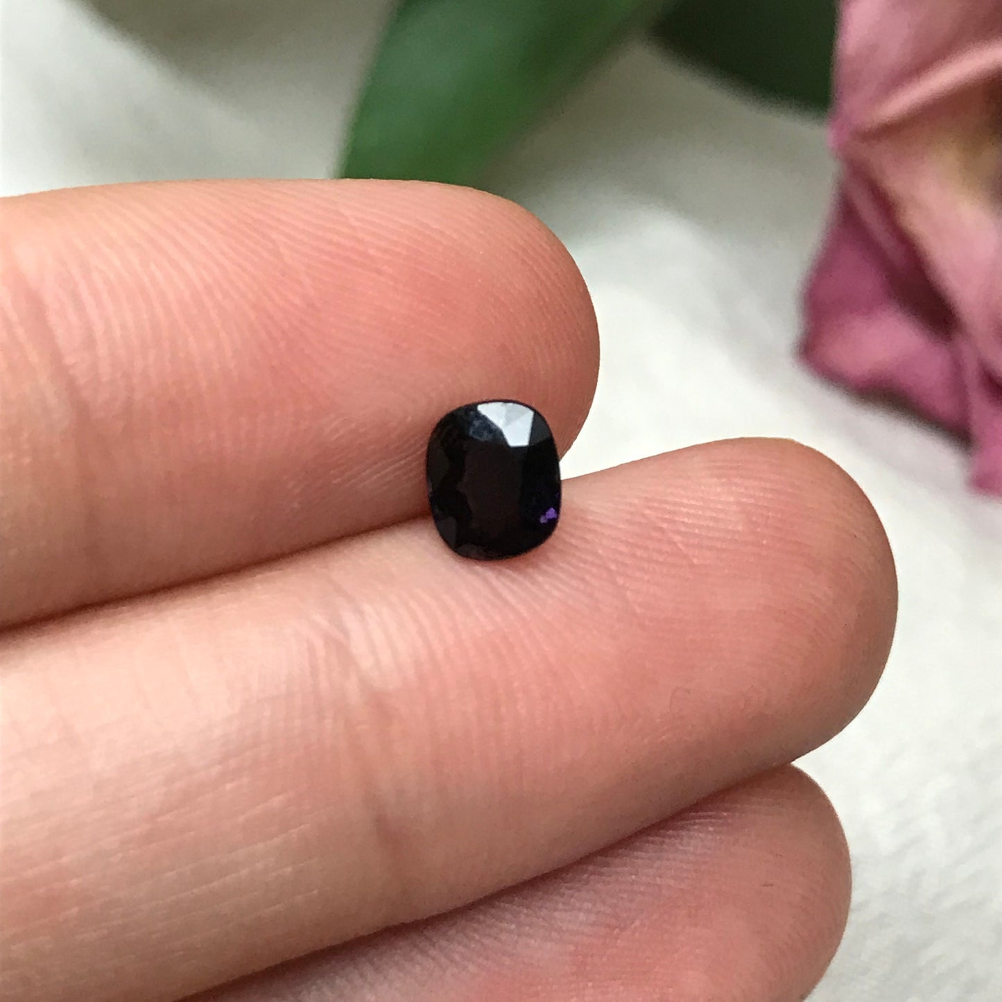 6x5mm Natural Purple Spinel 0.82 Cushion Cut, Faceted Loose Gemstone, Dark Purple Stone