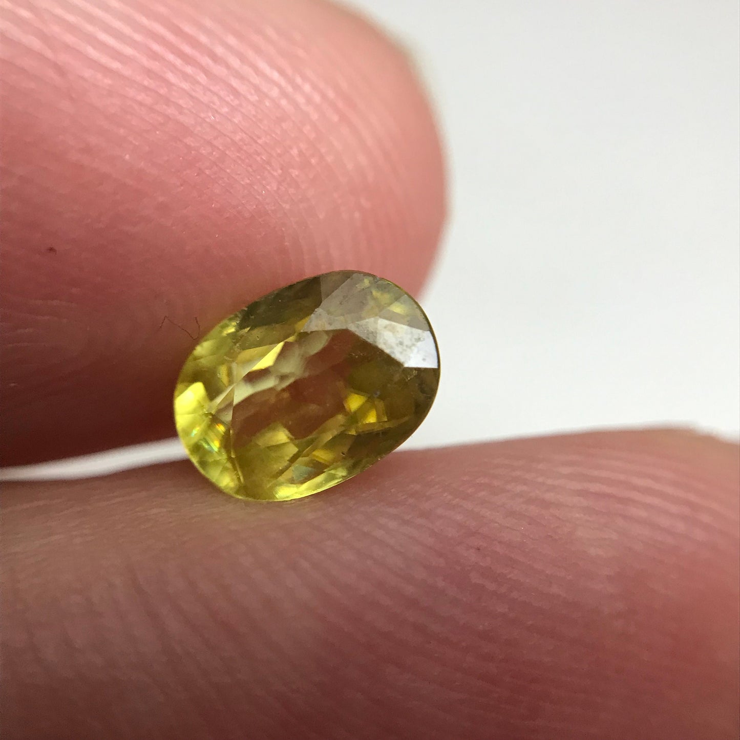 1.09 Ct. Yellow Sphene, 7.5x5.5 Oval Cut, Rainbow Fire, Natural Madagascar Sphene, Faceted Loose Titanite