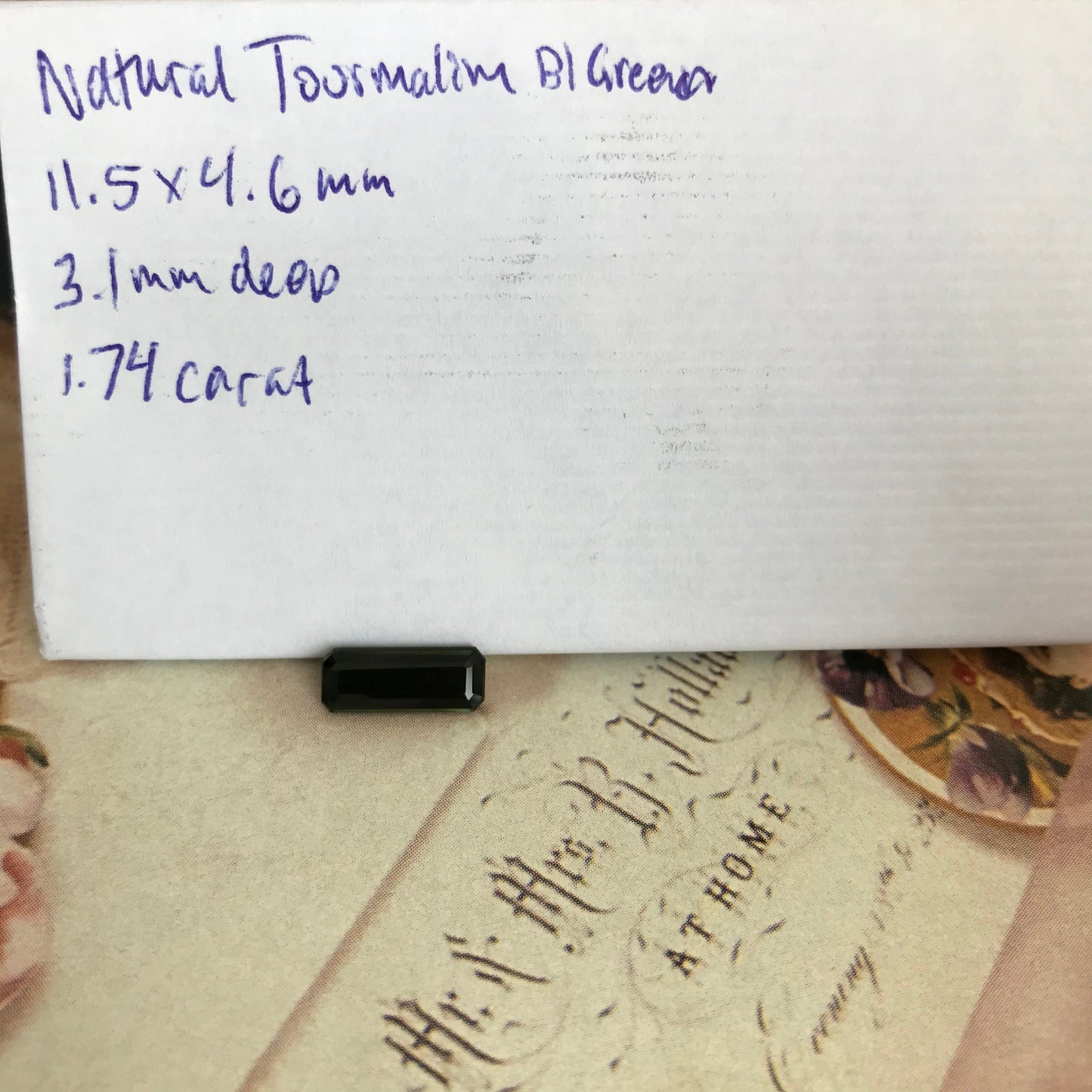 1.74 ct Natural Dark Green Tourmaline 11.5x4.5mm Long Octagon Cut Faceted Loose Unmounted Gem Gemstone Earth Mined Genuine