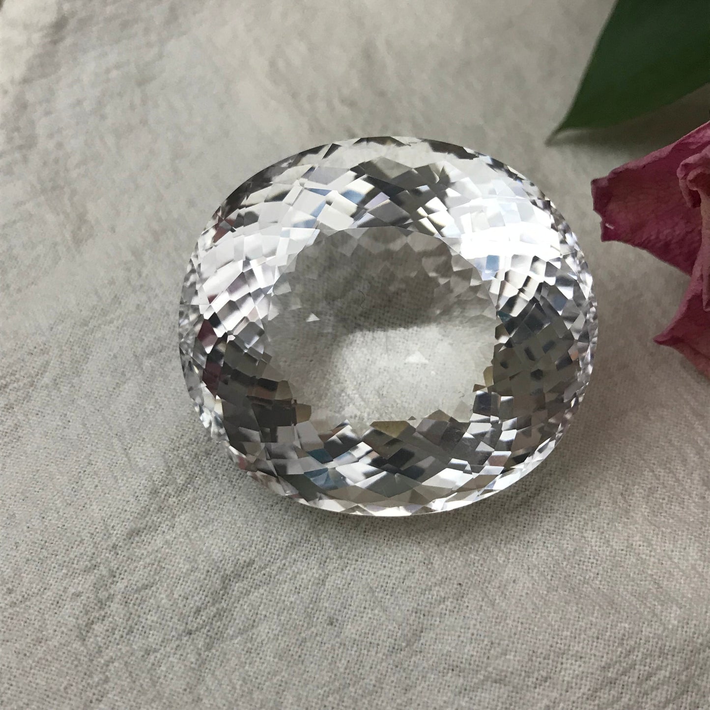 218 Carat Quartz 40x37mm Oval Cut Loose Gem, Large Colorless Gemstone, Big White Quartz