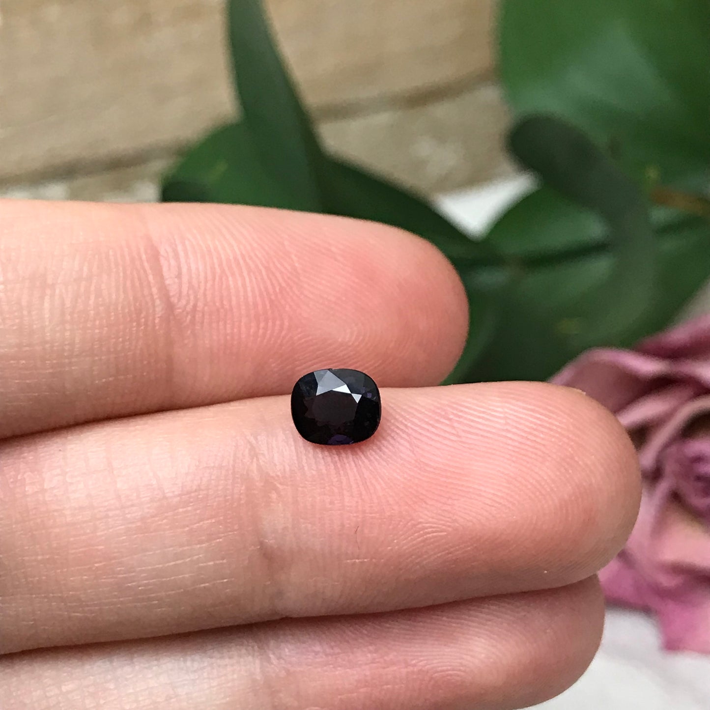 6x5mm Natural Purple Spinel 0.82 Cushion Cut, Faceted Loose Gemstone, Dark Purple Stone