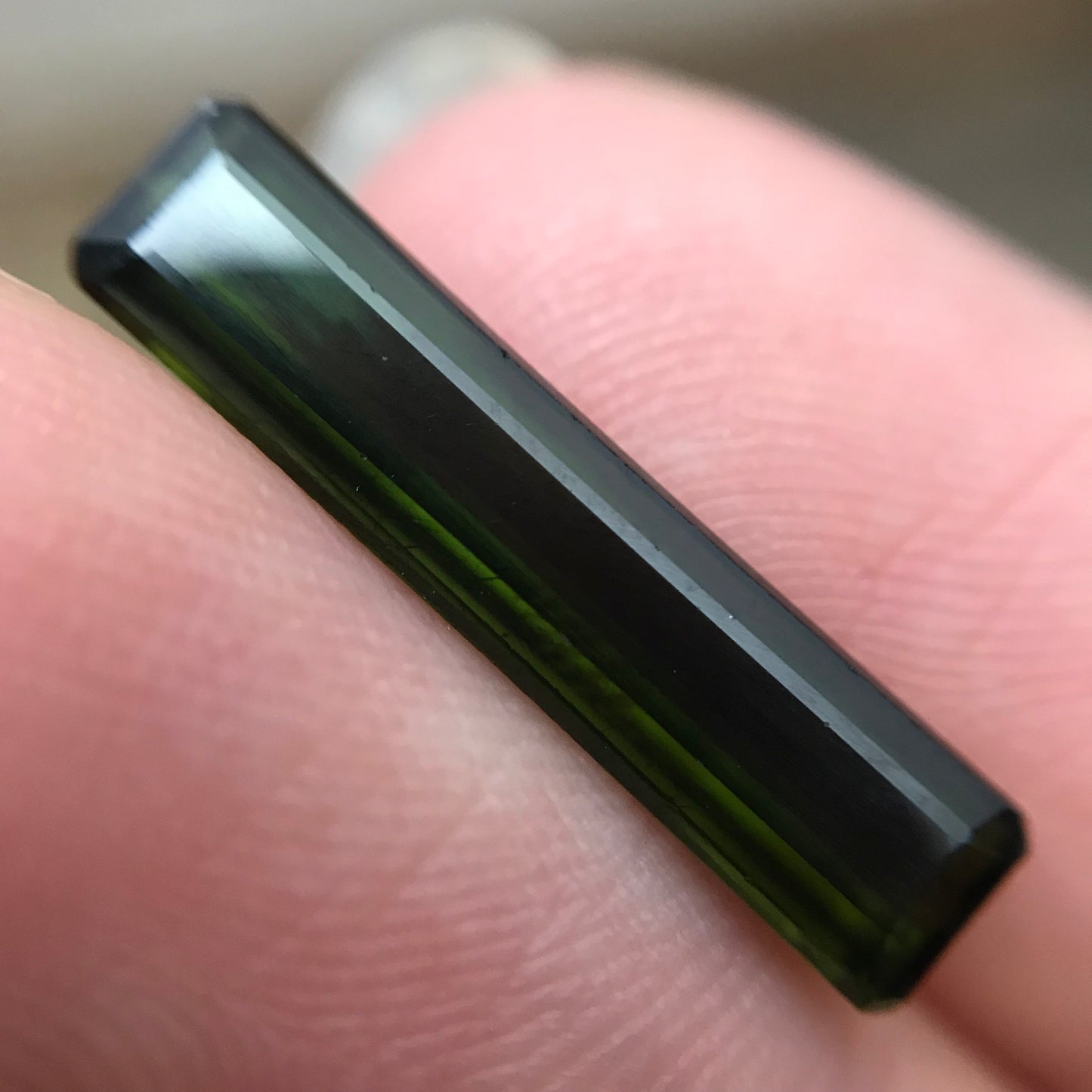 3 Ct Natural Dark Green Tourmaline 20x4.7mm Long Octagon Cut Faceted Loose Gemstone