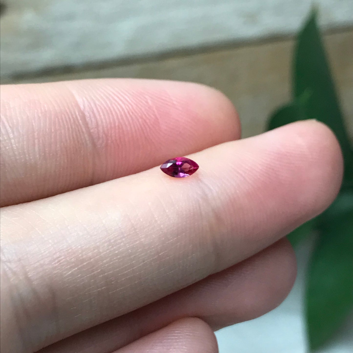 0.13 Ct Red Beryl, Faceted Bixbite, 4.75x2.5mm, Natural Raspberry Red Beryl, Excellent Clarity