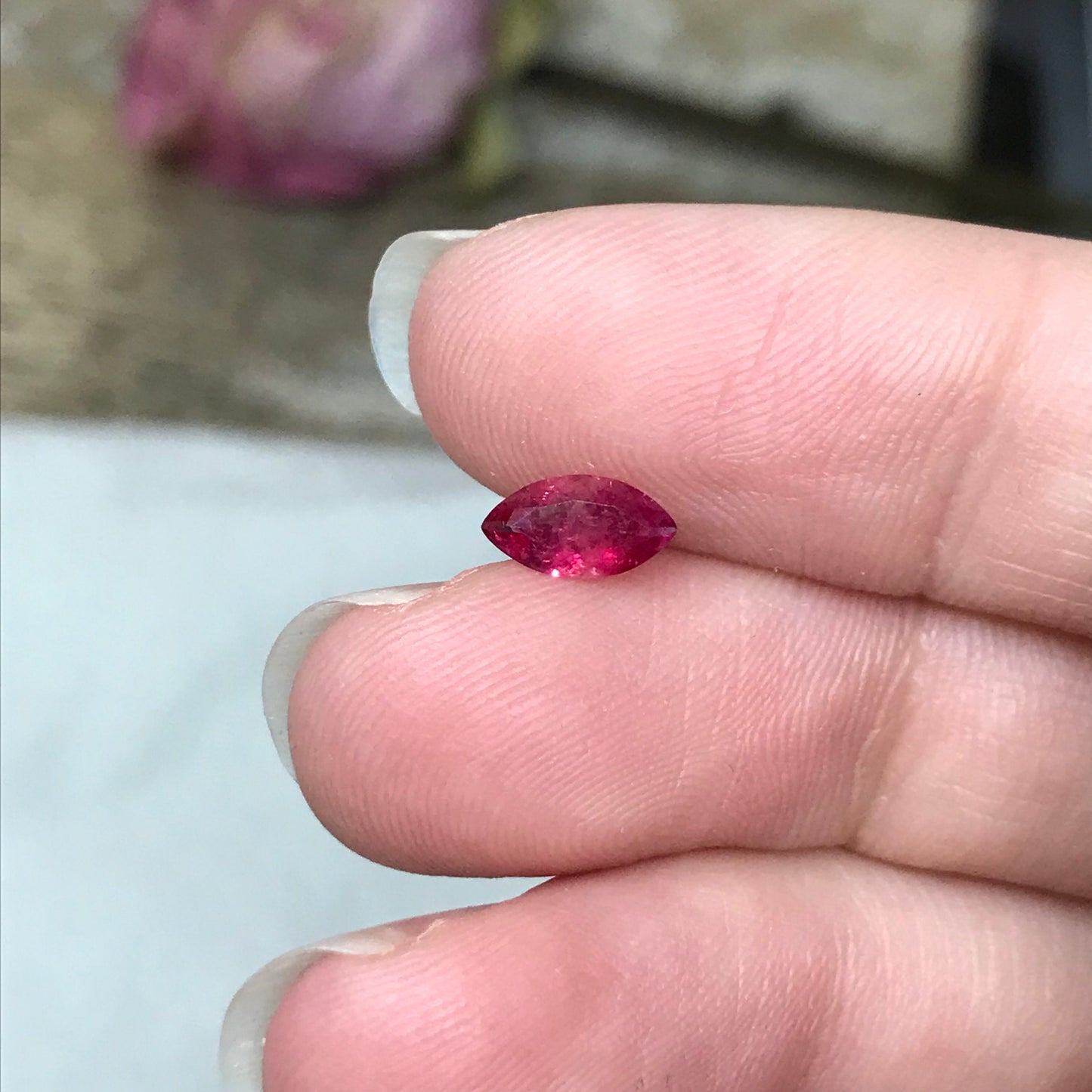 GIA Certified Red Beryl 0.38 Ct, 7.9x4.2mm Marquise Cut, Natural Wah Wah Utah Red Beryl, Faceted Bixbite, 8x4mm Marquise