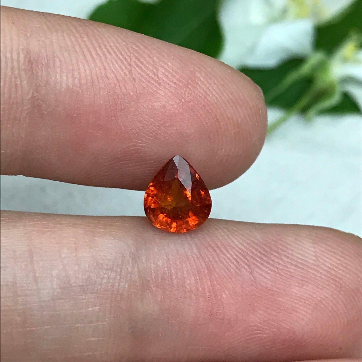 1.47 ct Natural Orange Spessartite Garnet 7.5x6.5mm Pear Faceted Gemstone Loose Gem Red Orange Garnet