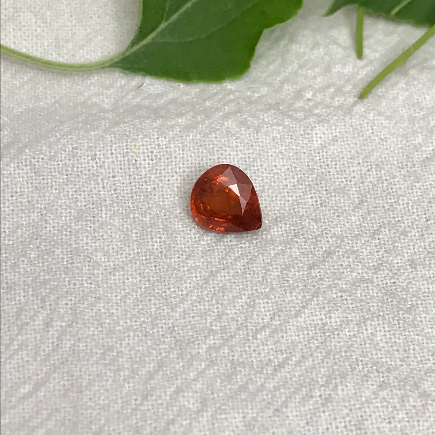 1.47 ct Natural Orange Spessartite Garnet 7.5x6.5mm Pear Faceted Gemstone Loose Gem Red Orange Garnet