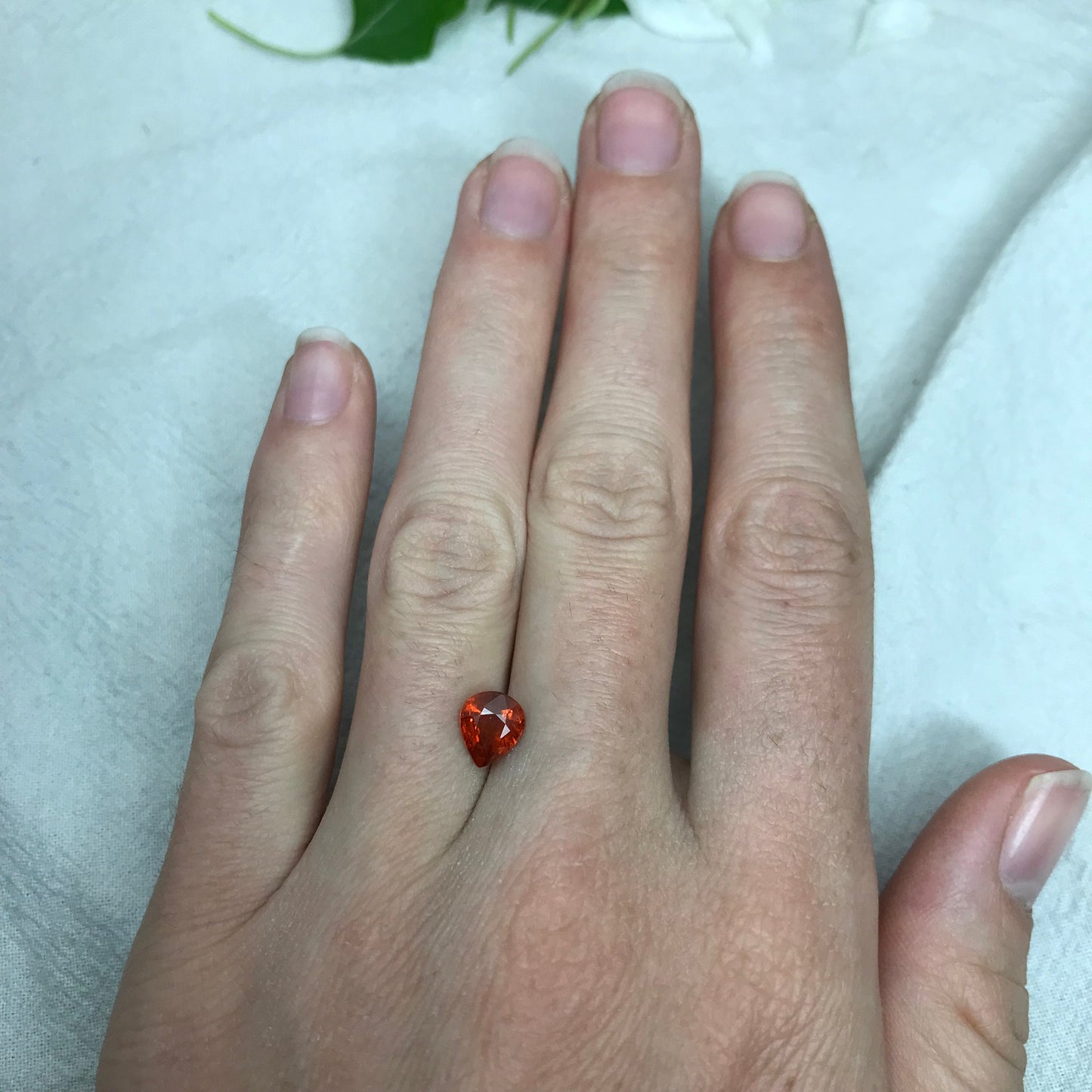 1.47 ct Natural Orange Spessartite Garnet 7.5x6.5mm Pear Faceted Gemstone Loose Gem Red Orange Garnet