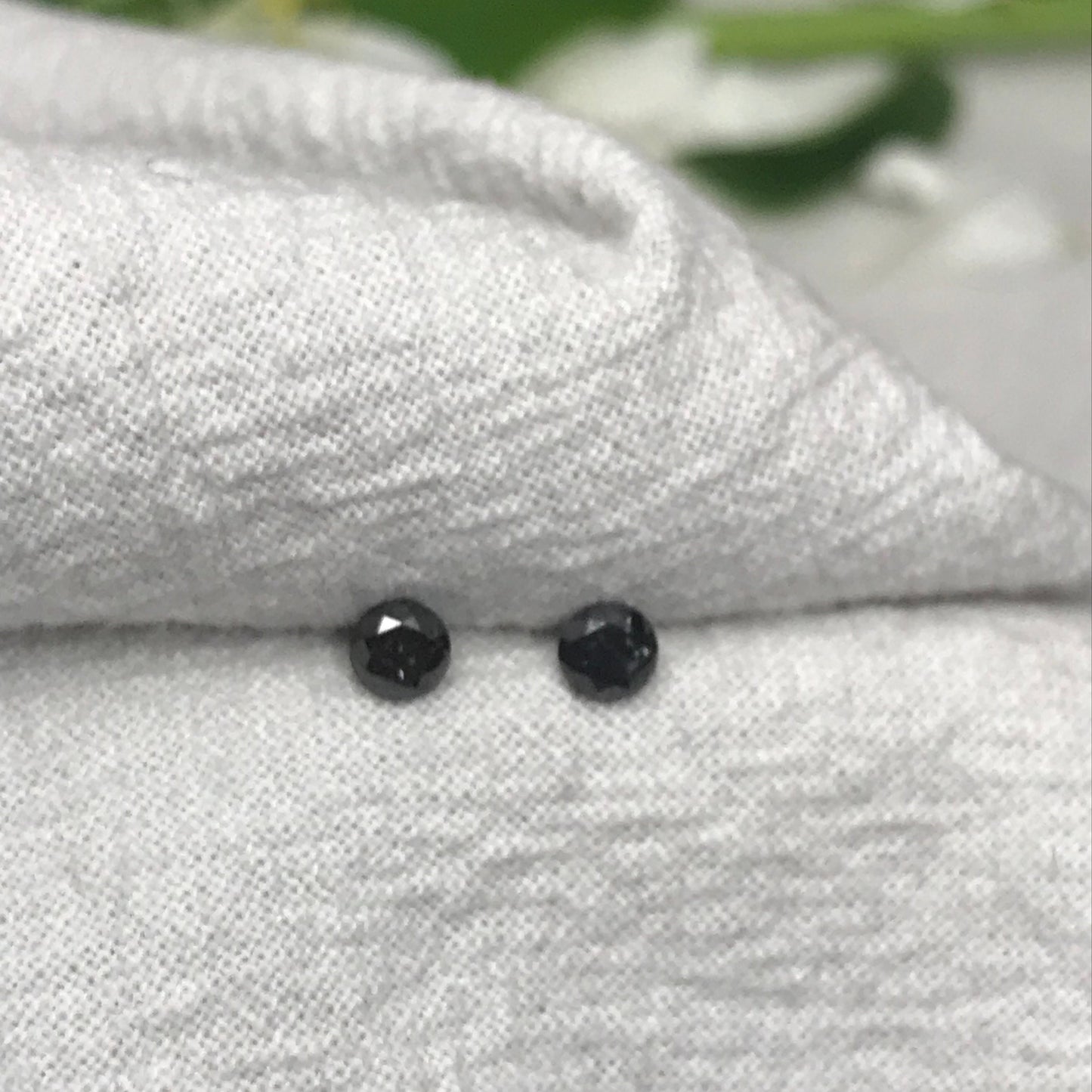 Pair of 3.5mm Black Diamonds, 0.46 CTW, Loose Round, 2 Natural Diamonds, April Birthstone