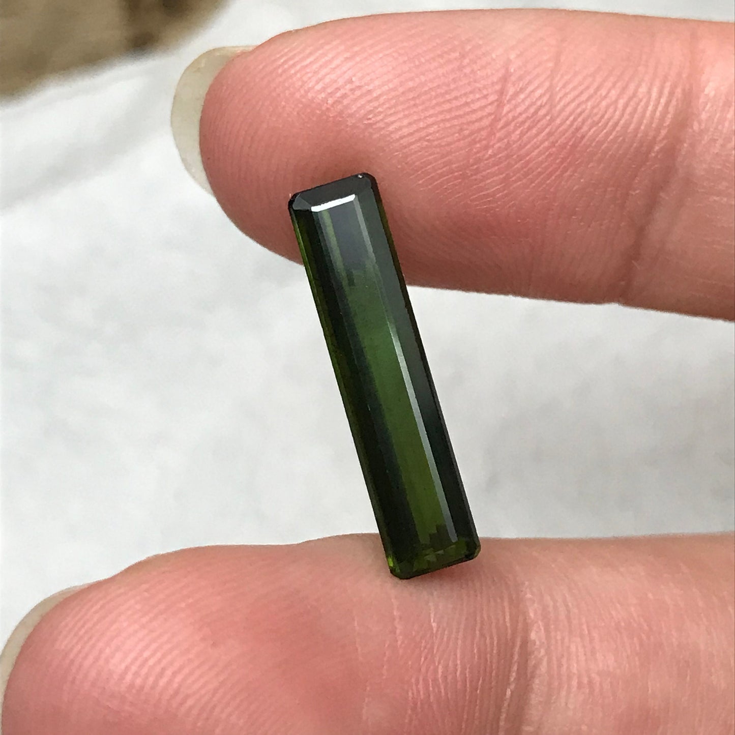3 Ct Natural Dark Green Tourmaline 20x4.7mm Long Octagon Cut Faceted Loose Gemstone