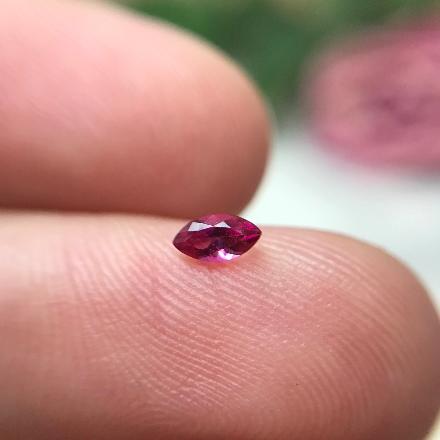 0.13 Ct Red Beryl, Faceted Bixbite, 4.75x2.5mm, Natural Raspberry Red Beryl, Excellent Clarity