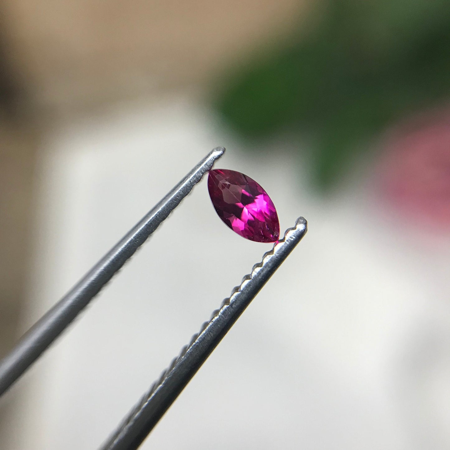 0.13 Ct Red Beryl, Faceted Bixbite, 4.75x2.5mm, Natural Raspberry Red Beryl, Excellent Clarity