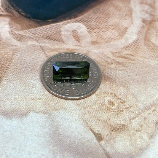10.5x5mm Natural Deep Green Tourmaline 2.46 CT, Long Octagon Scissor Cut Faceted Loose Gemstone, Earth Mined Gem