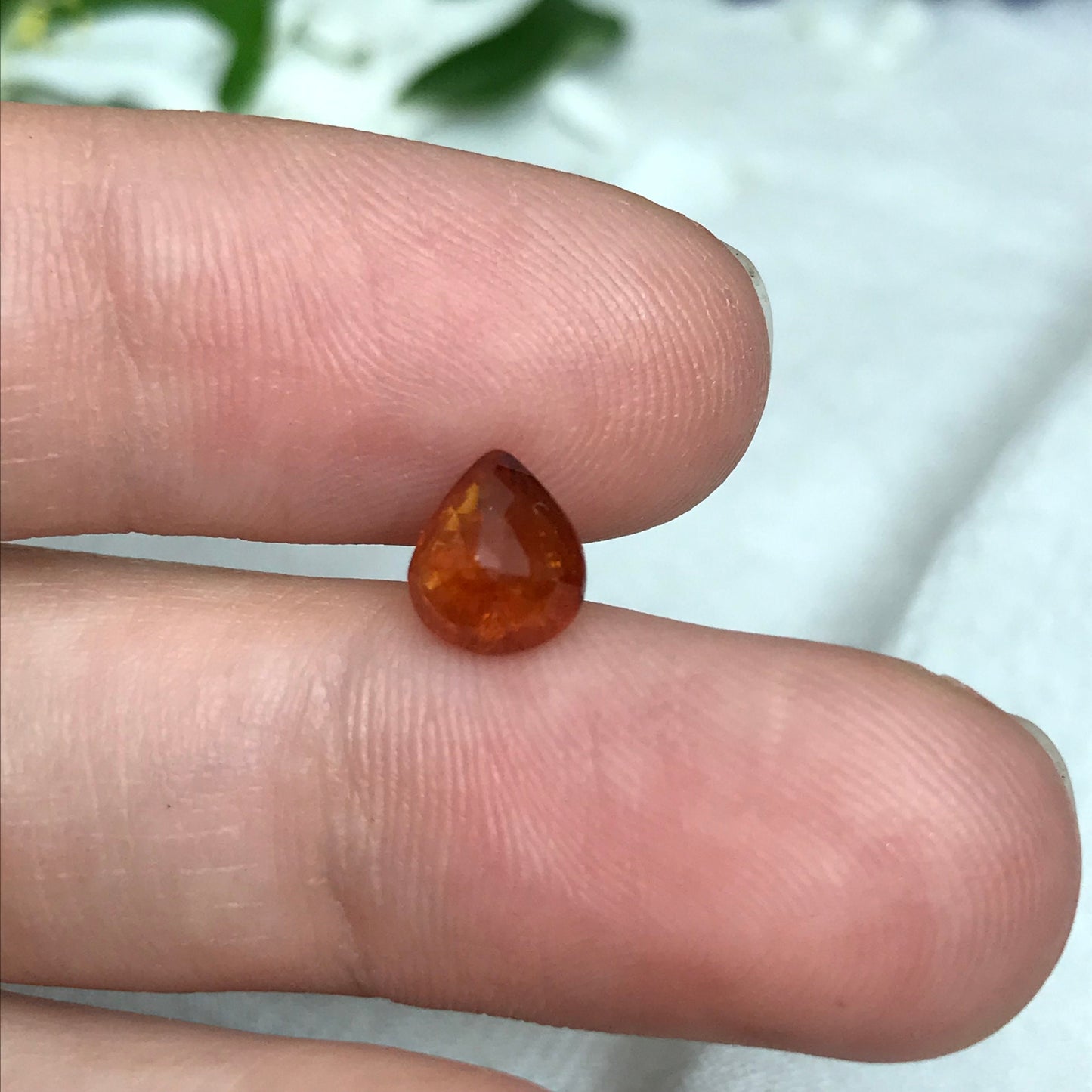 1.47 ct Natural Orange Spessartite Garnet 7.5x6.5mm Pear Faceted Gemstone Loose Gem Red Orange Garnet