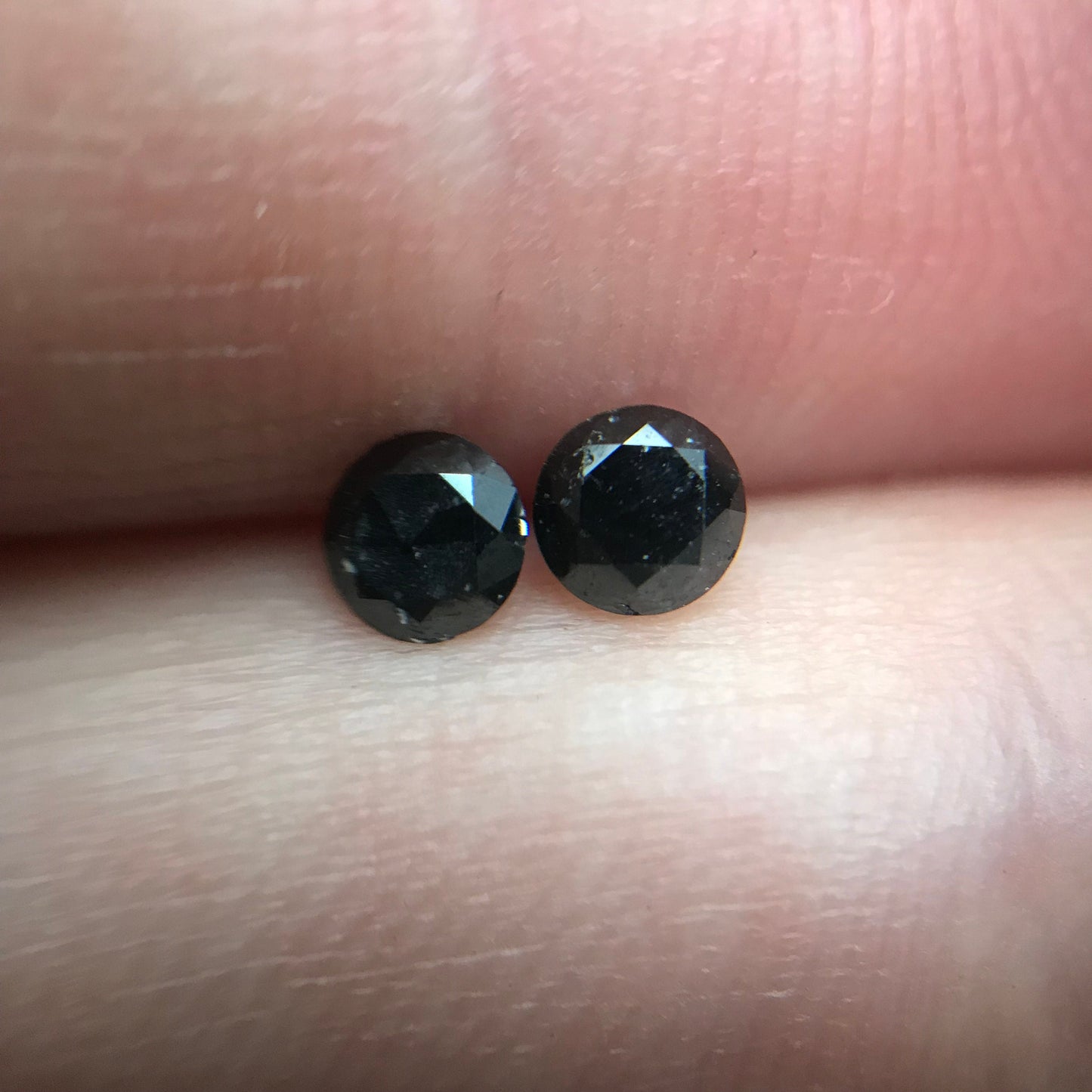 Pair of 3.5mm Black Diamonds, 0.46 CTW, Loose Round, 2 Natural Diamonds, April Birthstone