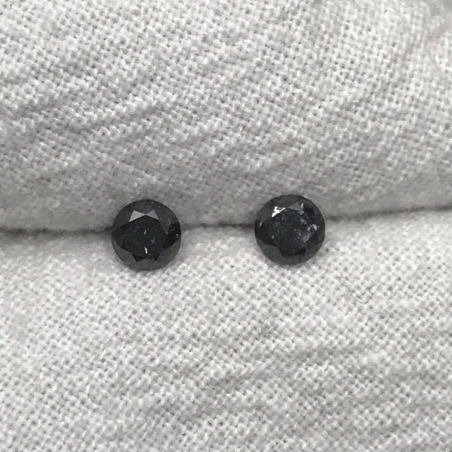 Pair of 3.5mm Black Diamonds, 0.46 CTW, Loose Round, 2 Natural Diamonds, April Birthstone