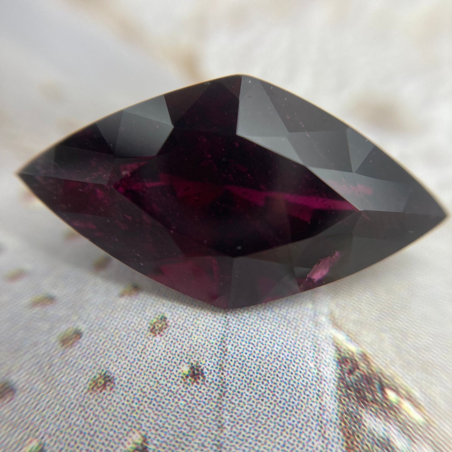 7.71 carat Natural Rhodolite Garnet 17.5x10mm Lozenge Cut Purple Red Garnet, Faceted Raspberry Garnet Gem, Red Garnet