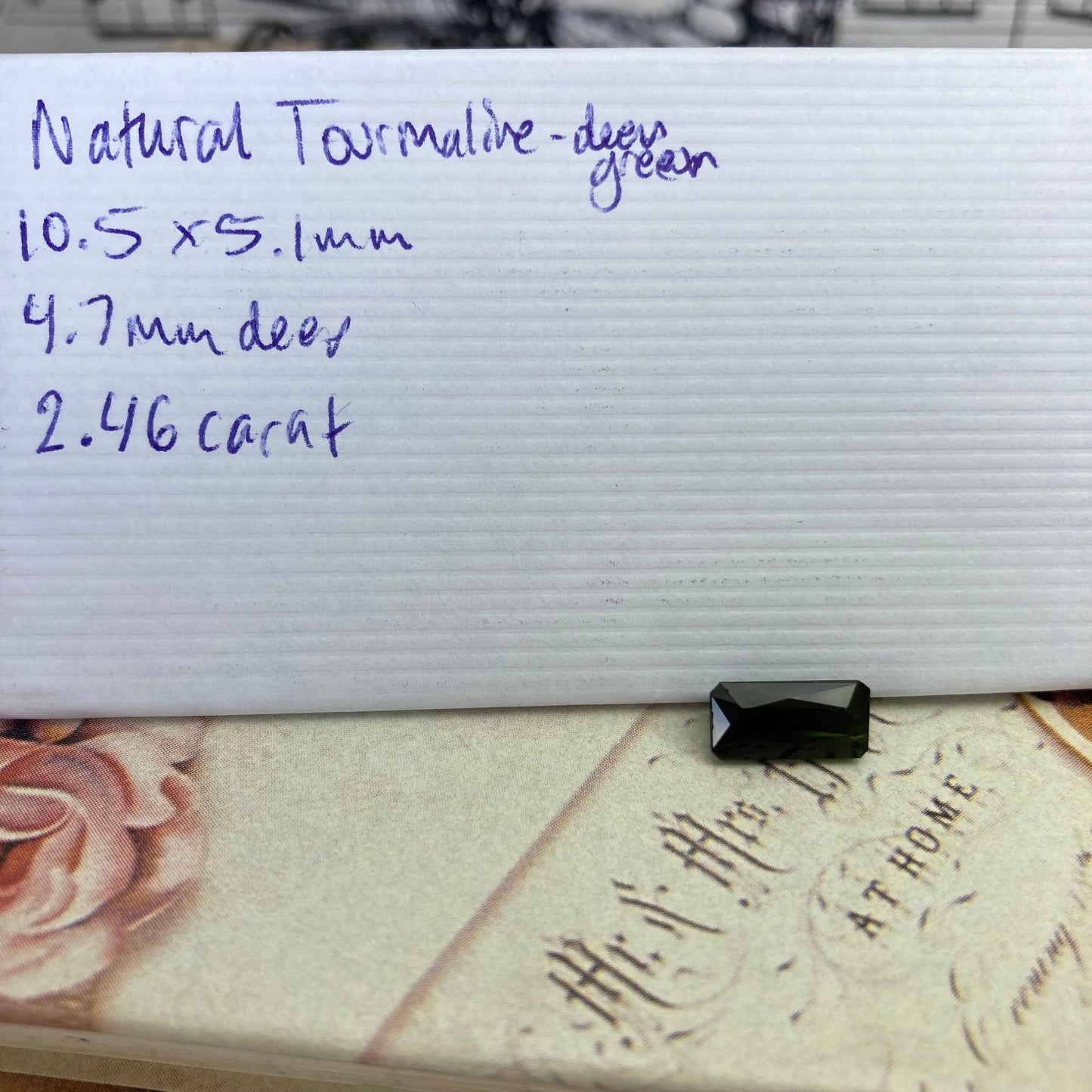 10.5x5mm Natural Deep Green Tourmaline 2.46 CT, Long Octagon Scissor Cut Faceted Loose Gemstone, Earth Mined Gem