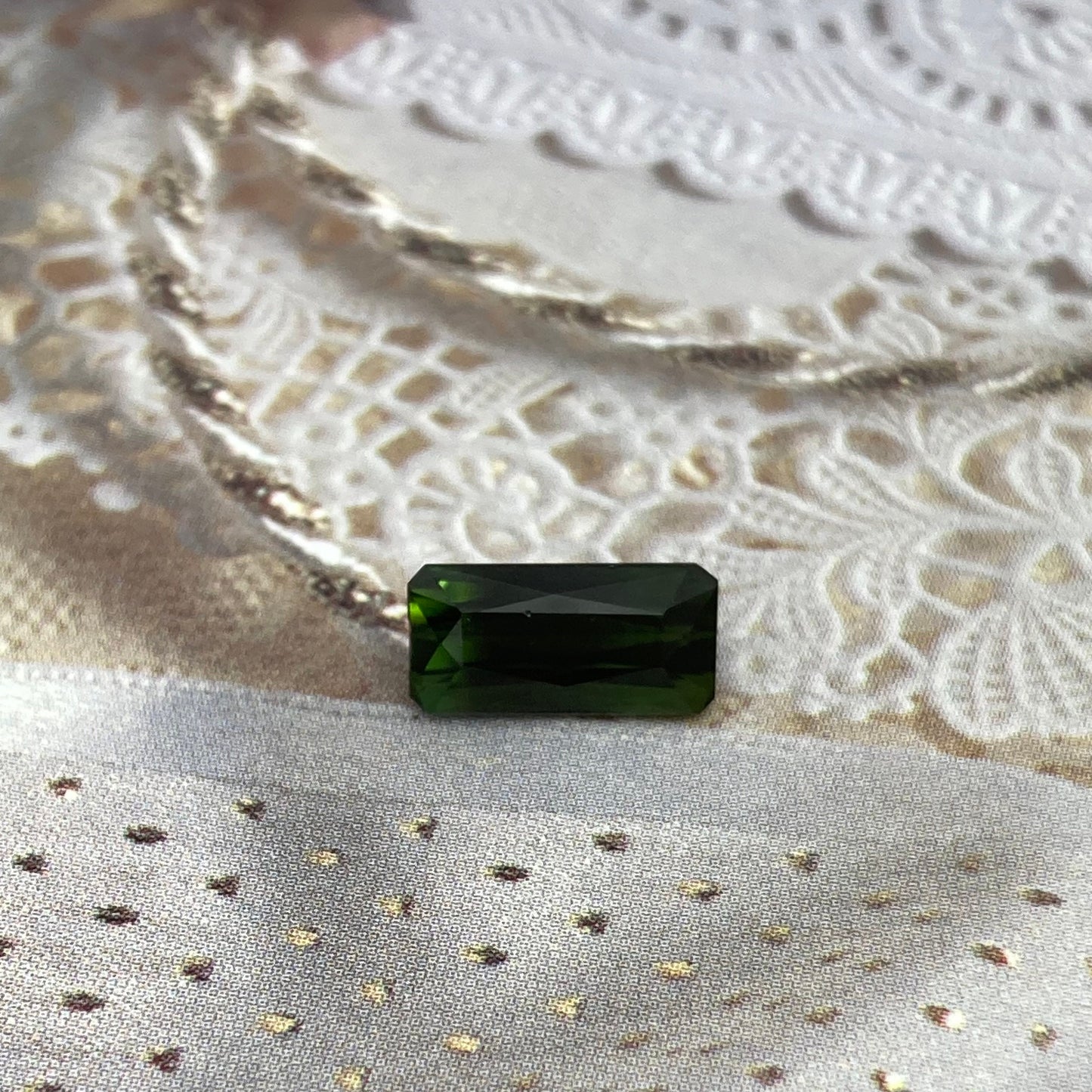 10.5x5mm Natural Deep Green Tourmaline 2.46 CT, Long Octagon Scissor Cut Faceted Loose Gemstone, Earth Mined Gem