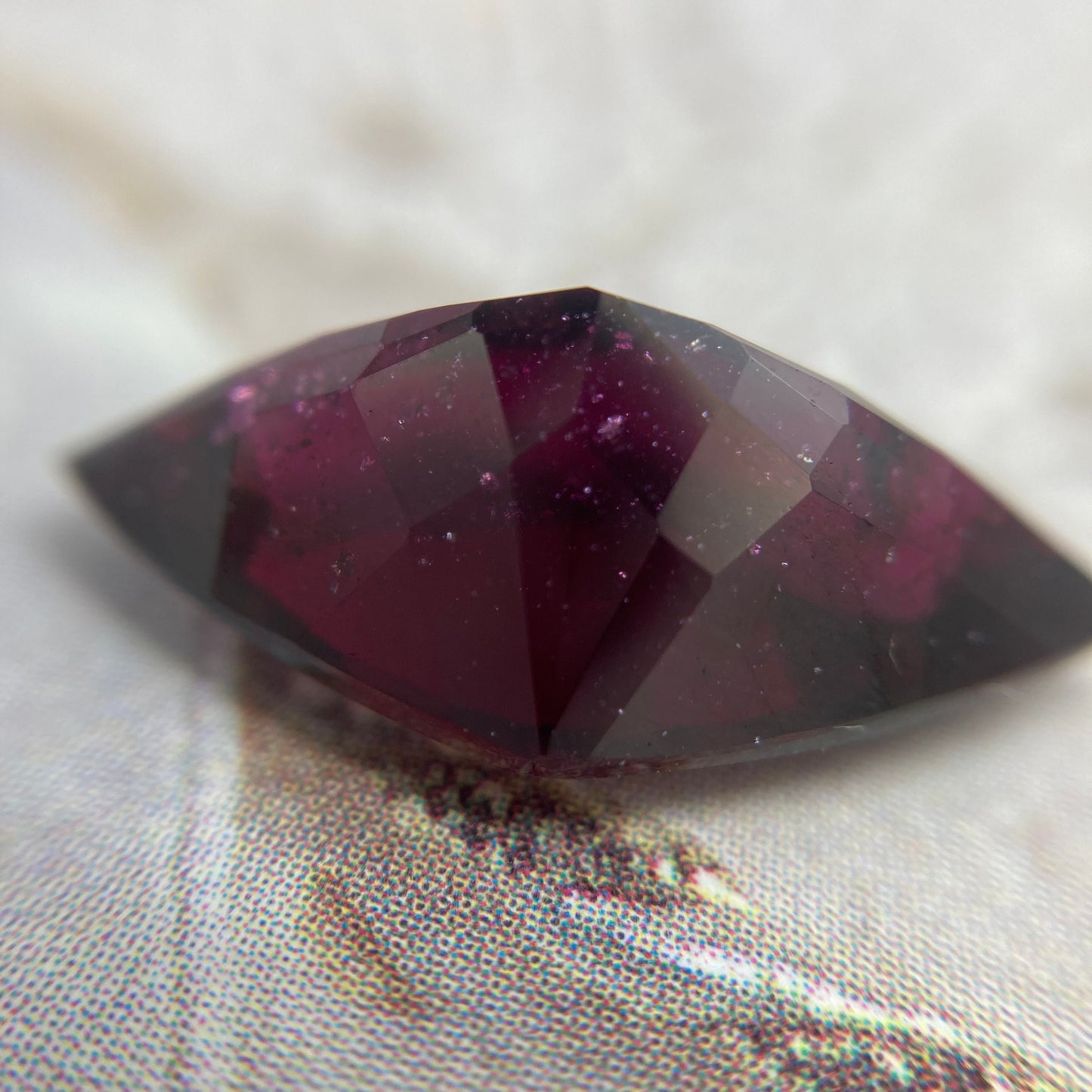 7.71 carat Natural Rhodolite Garnet 17.5x10mm Lozenge Cut Purple Red Garnet, Faceted Raspberry Garnet Gem, Red Garnet
