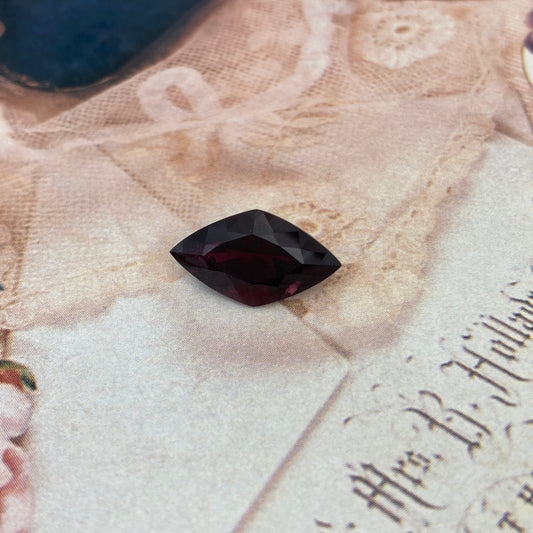 7.71 carat Natural Rhodolite Garnet 17.5x10mm Lozenge Cut Purple Red Garnet, Faceted Raspberry Garnet Gem, Red Garnet
