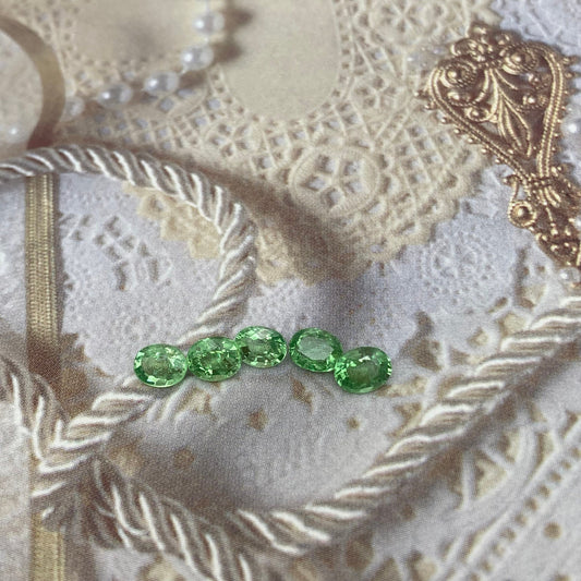 5 pcs Natural Green Tsavorite Garnet Approx. 5x4mm 2 CTW Faceted Oval Genuine Gemstone Unmounted Loose Gem Earth Mined Green Garnet,