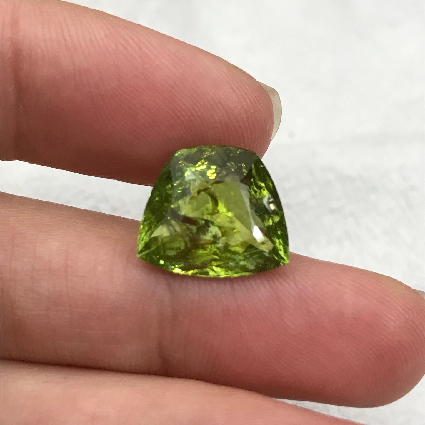 8.06 Carat Green Tourmaline 13.85x12.0mm Cushion Trapeze Cut, Faceted Loose Gemstone