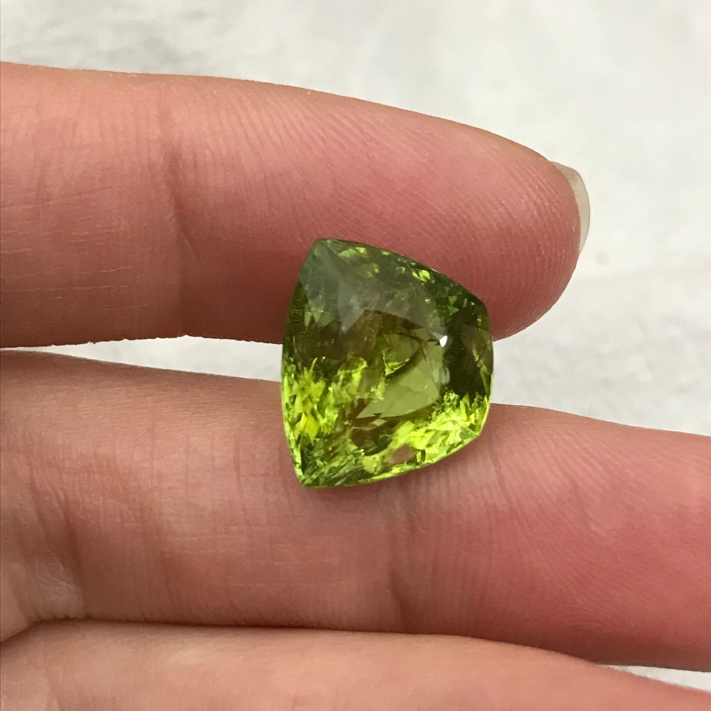 8.06 Carat Green Tourmaline 13.85x12.0mm Cushion Trapeze Cut, Faceted Loose Gemstone