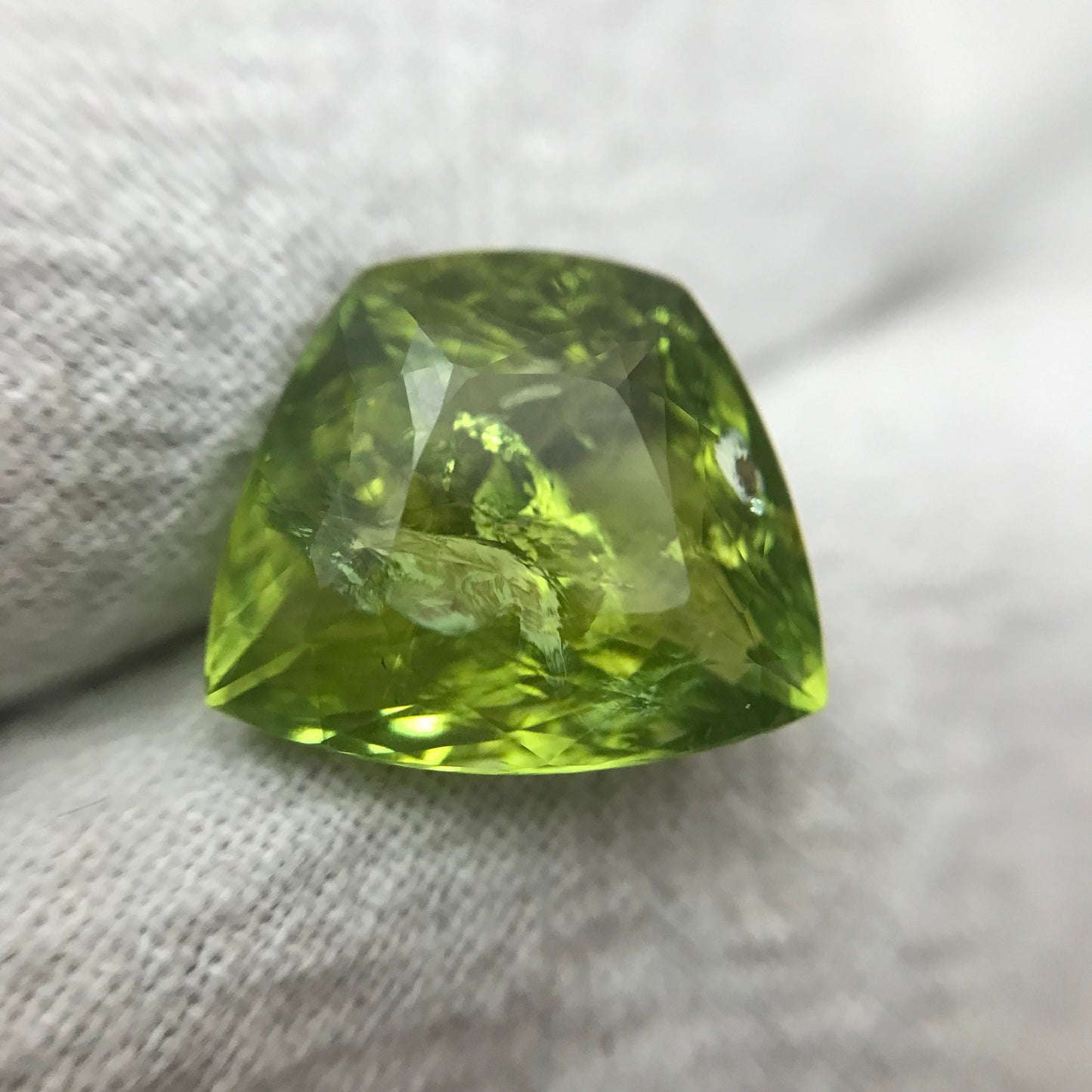 8.06 Carat Green Tourmaline 13.85x12.0mm Cushion Trapeze Cut, Faceted Loose Gemstone