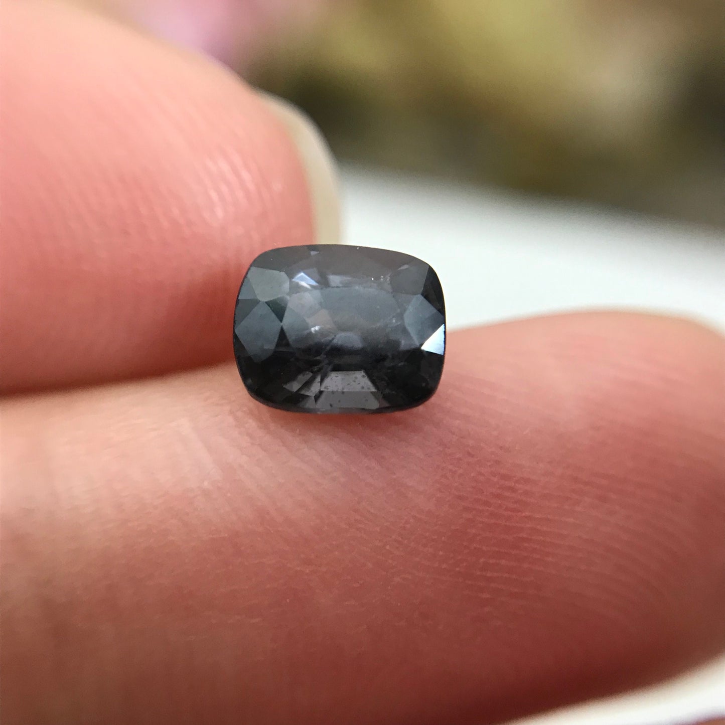 1.15 Carat Grey Purple Spinel 6.5x5.3mm Rectangle Cushion Cut, Faceted Loose Gemstone