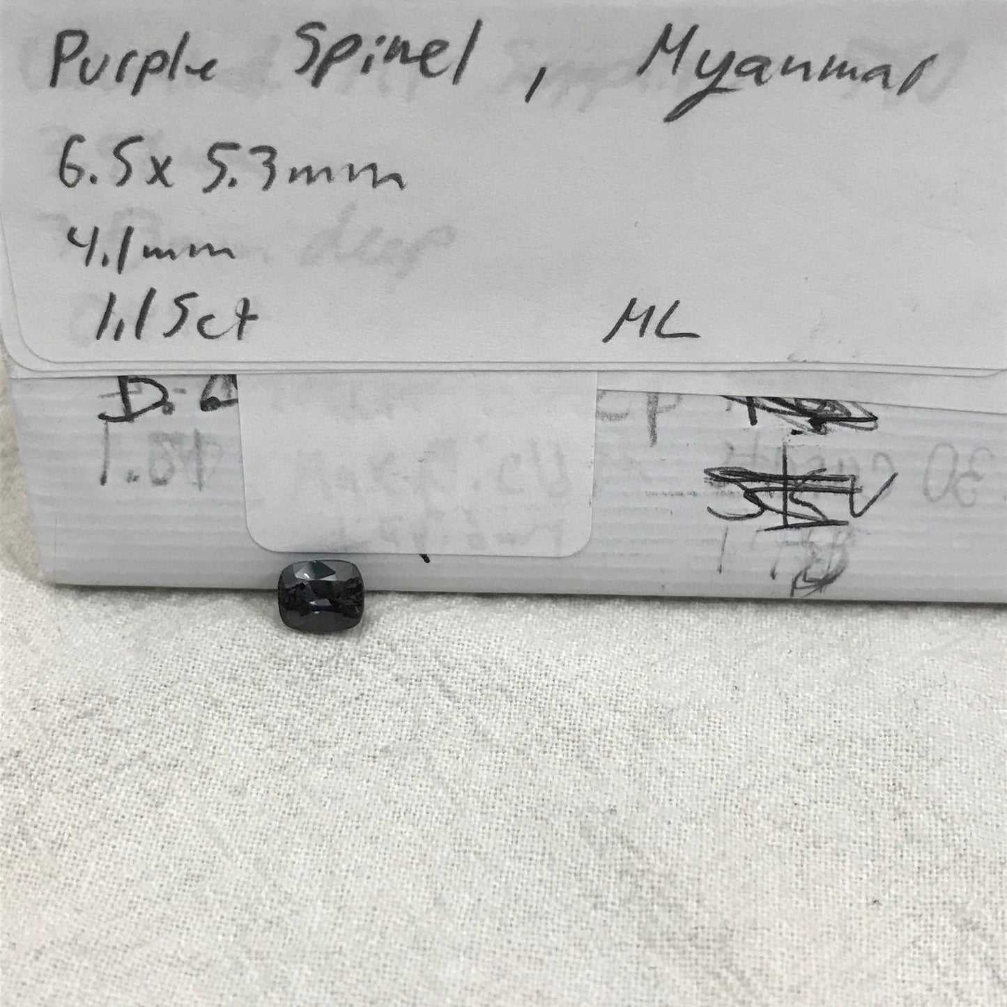 1.15 Carat Grey Purple Spinel 6.5x5.3mm Rectangle Cushion Cut, Faceted Loose Gemstone