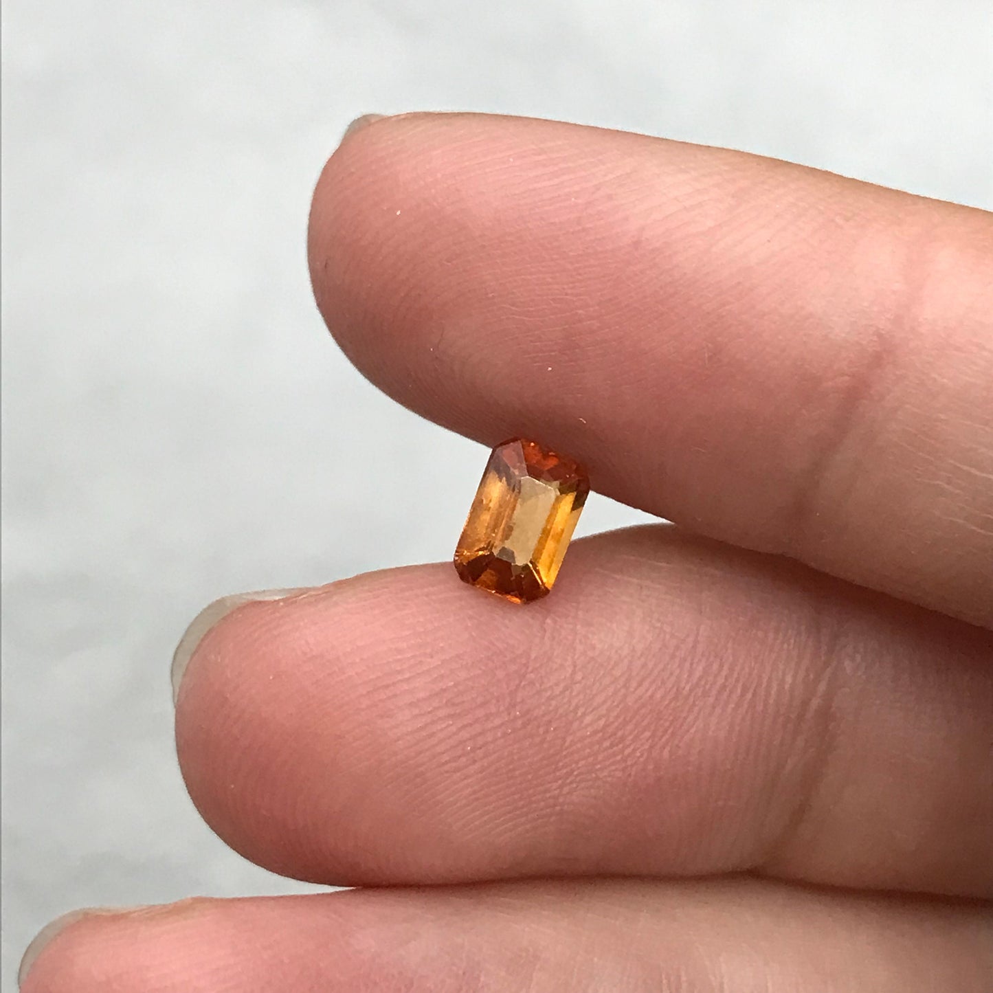 0.82 Carat Orange Spessartite Garnet 6.25x4.3mm Emerald Cut, Faceted Loose Gemstone