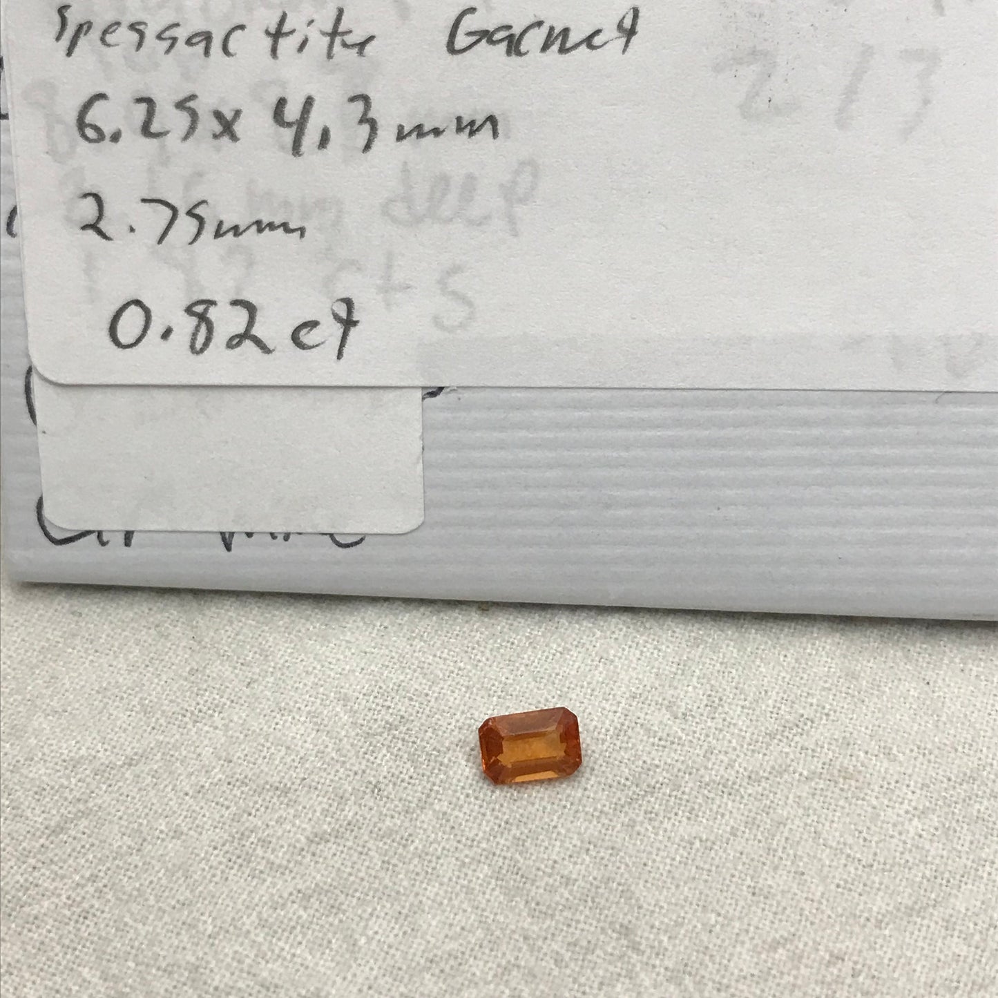 0.82 Carat Orange Spessartite Garnet 6.25x4.3mm Emerald Cut, Faceted Loose Gemstone