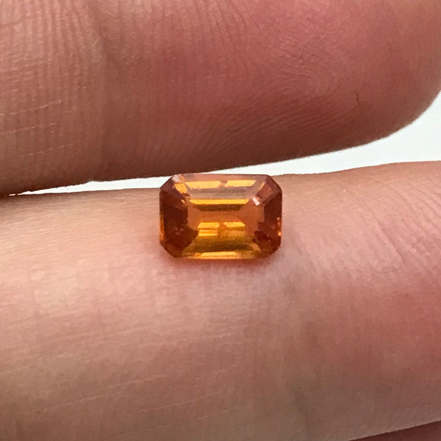 0.82 Carat Orange Spessartite Garnet 6.25x4.3mm Emerald Cut, Faceted Loose Gemstone