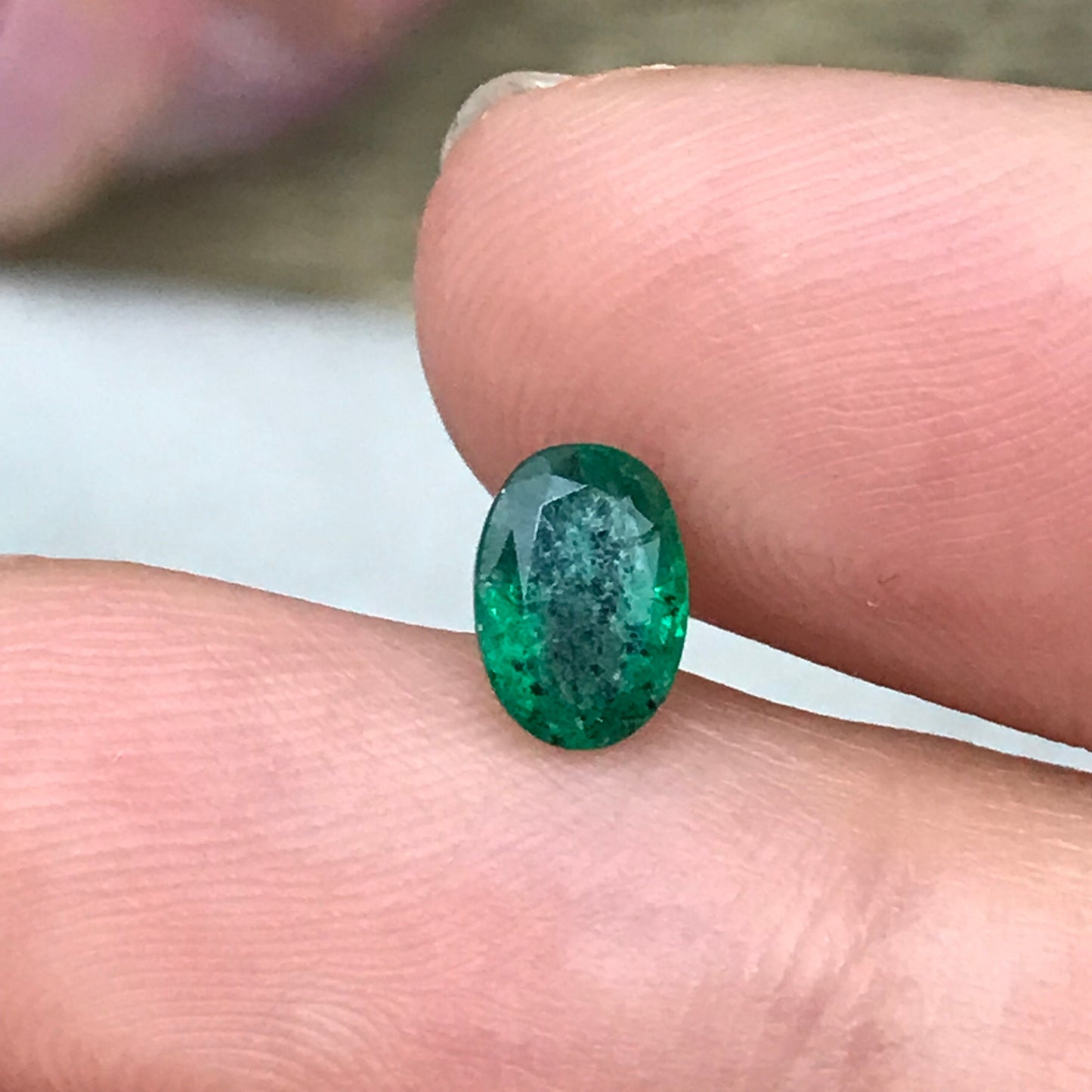 0.75 Carat Natural Green Emerald 6.9x5mm Oval Cut, Faceted Loose Gemstone