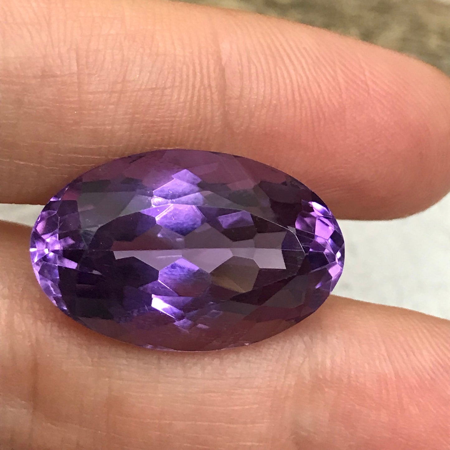 21.65 Carat Amethyst 22.85x14.55mm Oval Cut, Purple Quartz, Large Faceted Loose Gemstone