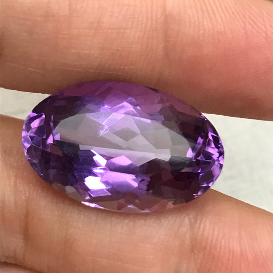 21.65 Carat Amethyst 22.85x14.55mm Oval Cut, Purple Quartz, Large Faceted Loose Gemstone
