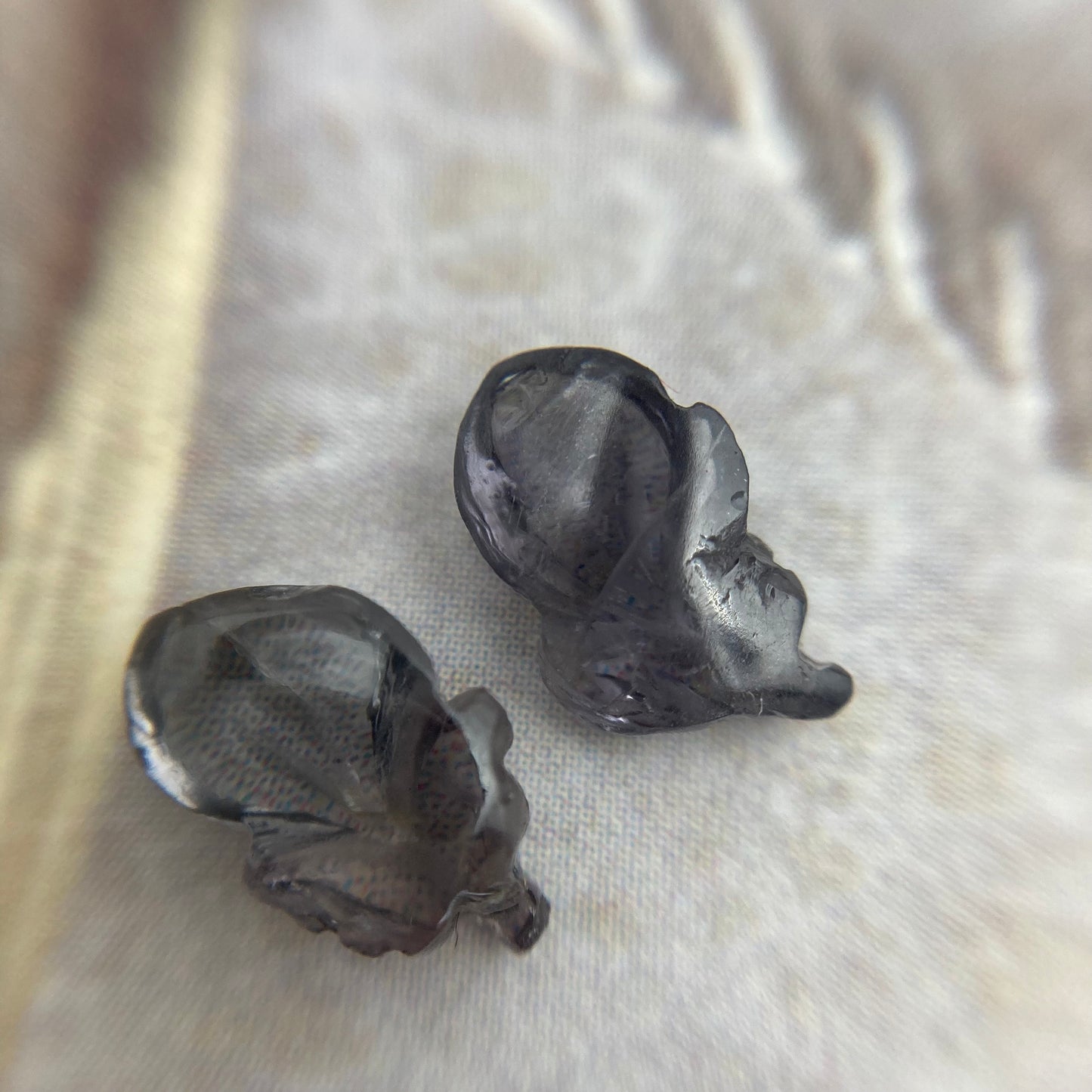 Natural Purple Spinel Eggplant Carved Pair 9.5x5.5mm 3.10 CTW Loose Gem Unmounted Gemstone, Grayish Purple Stone, Flowing Gems, Pair of Gems