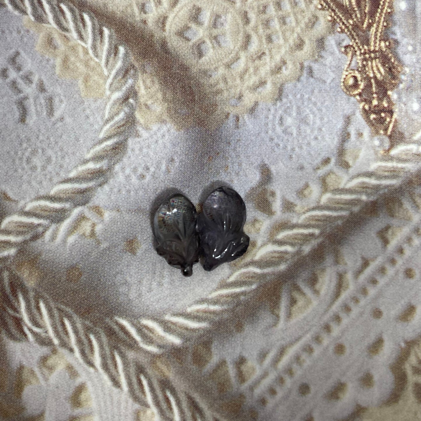 Natural Purple Spinel Eggplant Carved Pair 9.5x5.5mm 3.10 CTW Loose Gem Unmounted Gemstone, Grayish Purple Stone, Flowing Gems, Pair of Gems