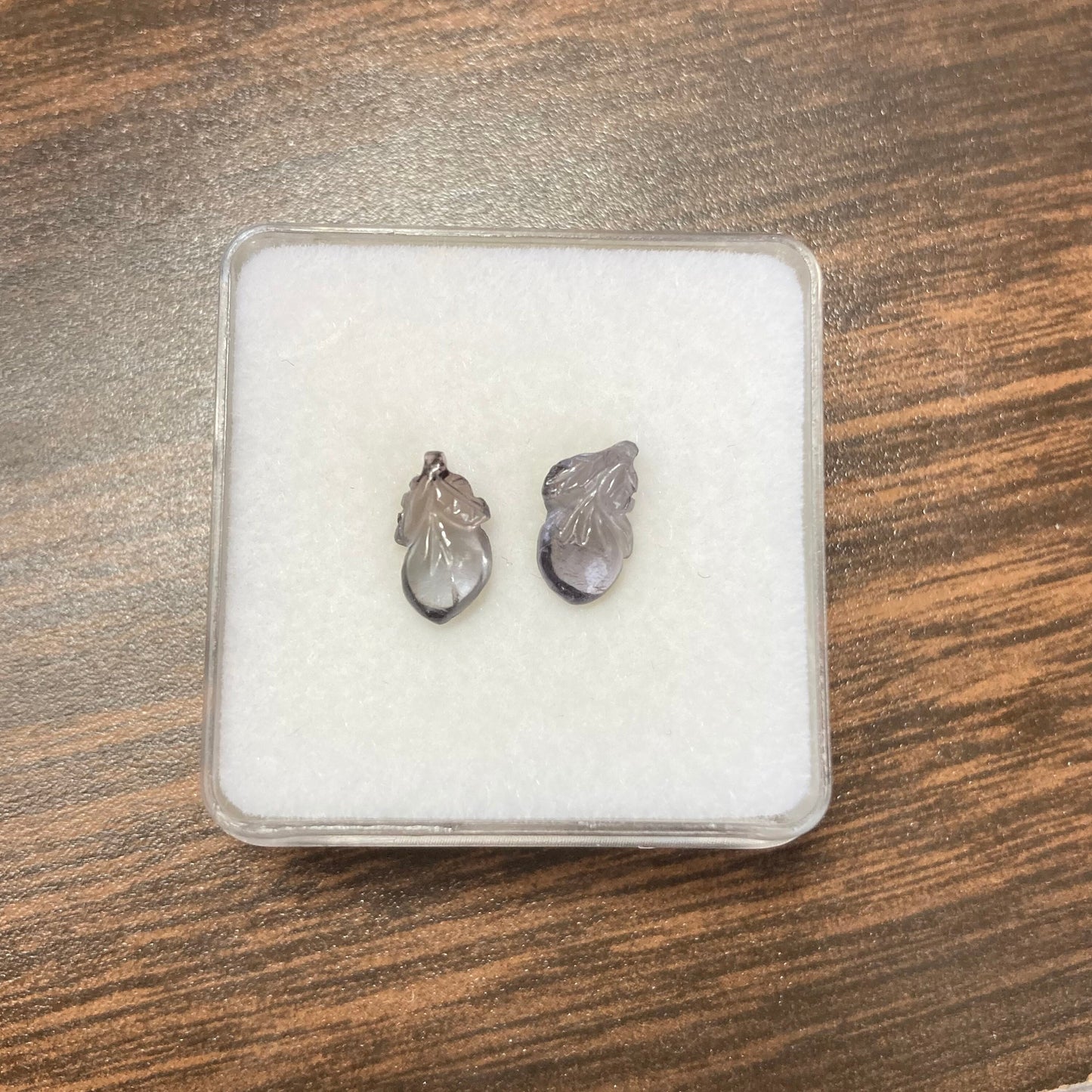 Natural Purple Spinel Eggplant Carved Pair 9.5x5.5mm 3.10 CTW Loose Gem Unmounted Gemstone, Grayish Purple Stone, Flowing Gems, Pair of Gems