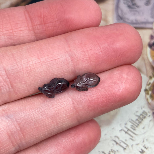 Natural Purple Spinel Eggplant Carved Pair 9.5x5.5mm 3.10 CTW Loose Gem Unmounted Gemstone, Grayish Purple Stone, Flowing Gems, Pair of Gems