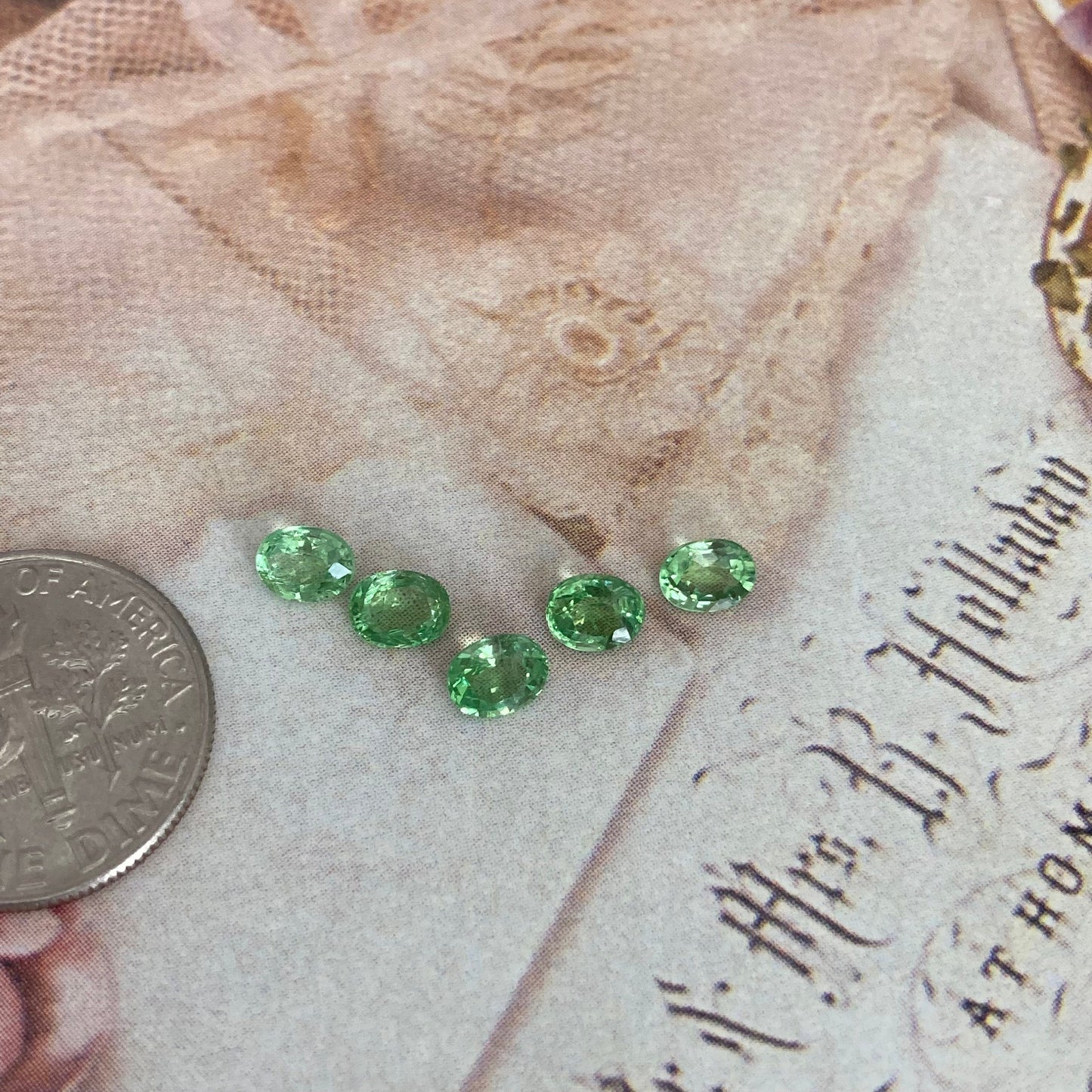 5 pcs Natural Green Tsavorite Garnet Approx. 5x4mm 2 CTW Faceted Oval Genuine Gemstone Unmounted Loose Gem Earth Mined Green Garnet,