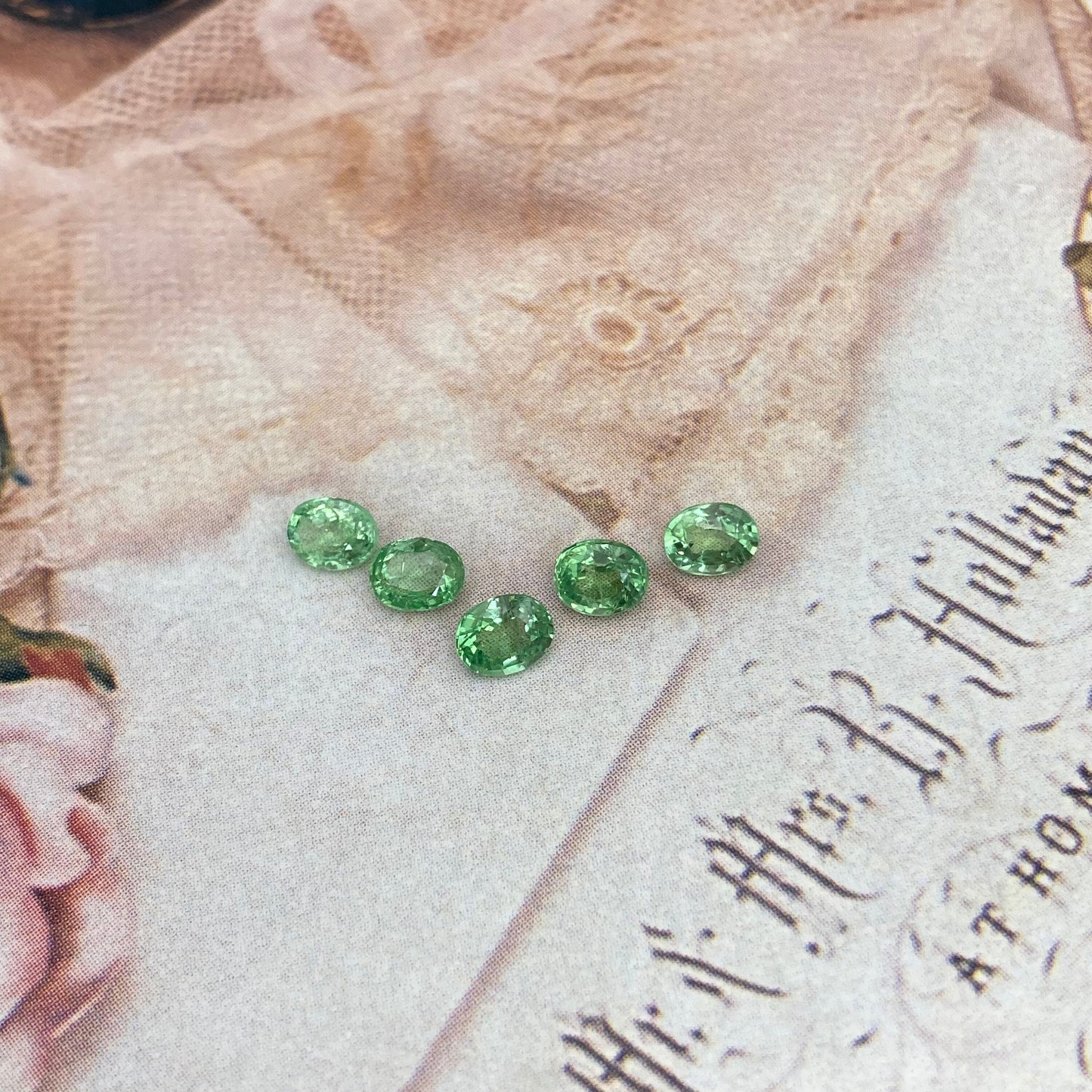 5 pcs Natural Green Tsavorite Garnet Approx. 5x4mm 2 CTW Faceted Oval Genuine Gemstone Unmounted Loose Gem Earth Mined Green Garnet,